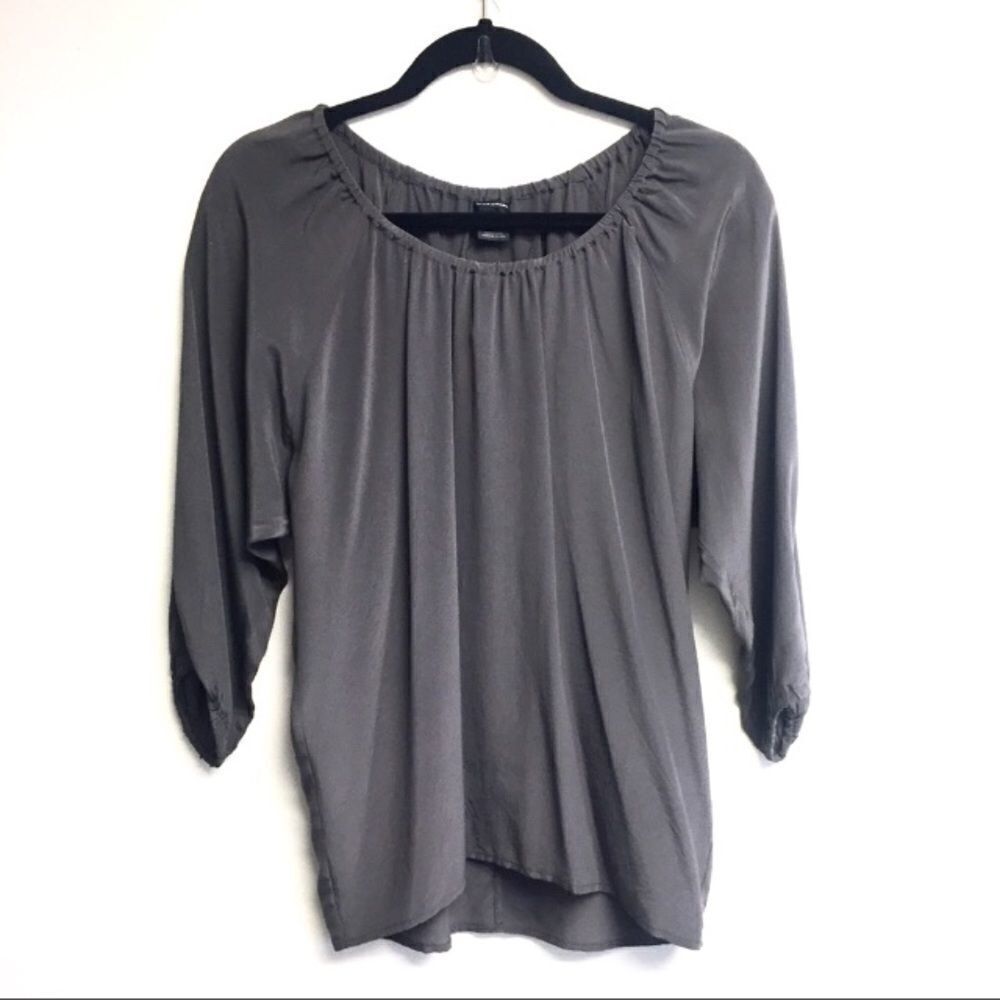 CLUB MONACO Popover Silk Blouse Grey XS